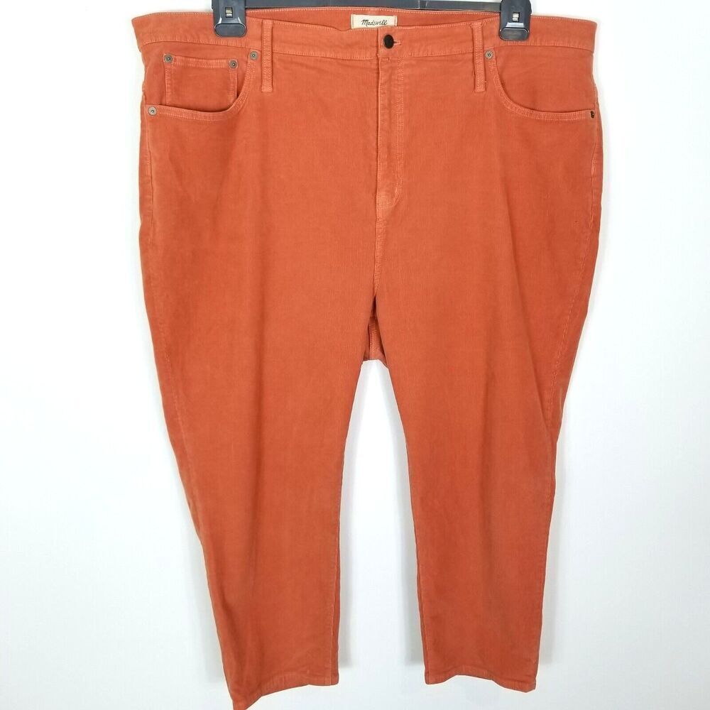 Madewell Women Plus Classic Straight‎  Corduroy Jeans Sz 37 Petite Orange